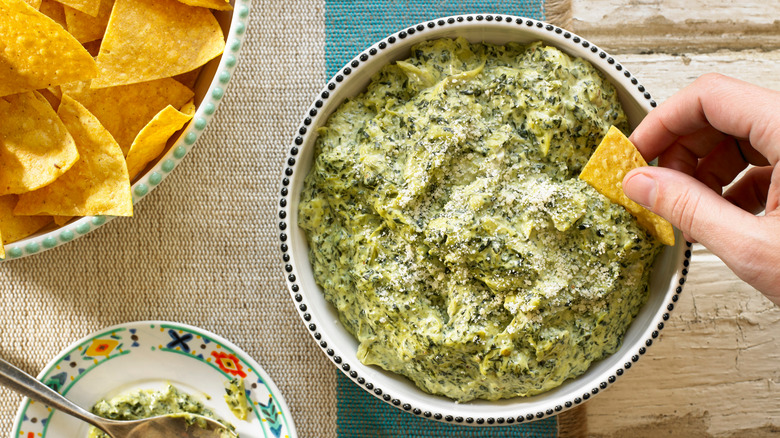 bowl of spinach artichoke dip