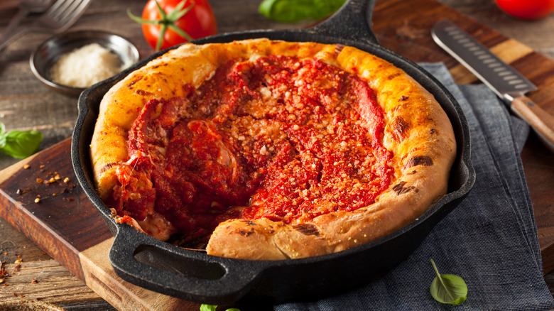 Skillet deep-dish pizza