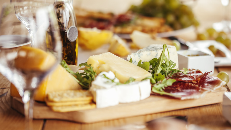 cheese board on table