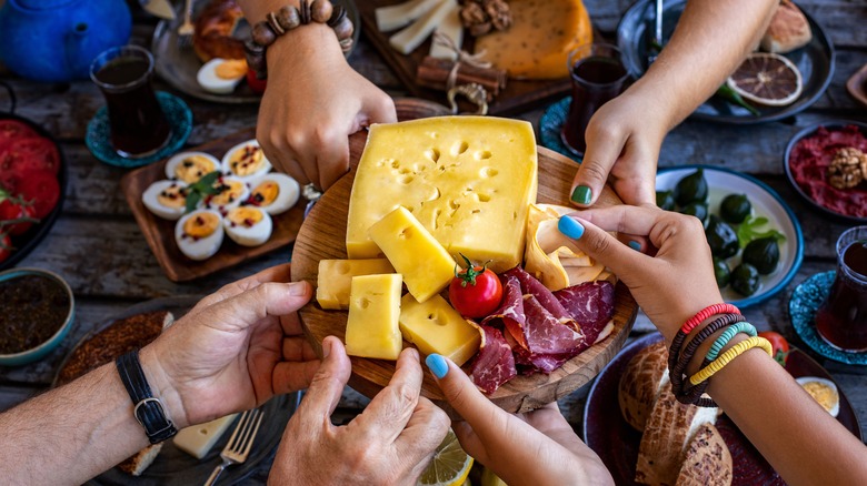 Charcuterie board with cheese