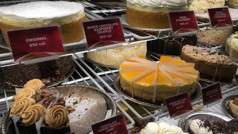 The Cheesecake Factory's cheesecakes on display