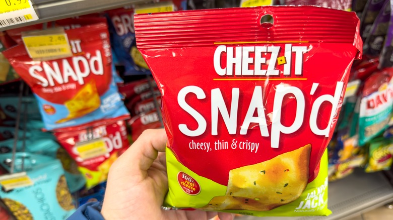 hand holding bag of Cheez-Its Snap'd