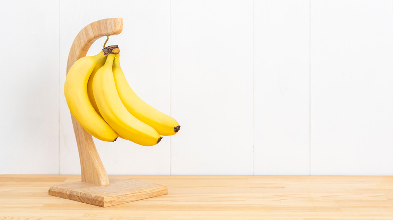 Bananas on a banana hanger
