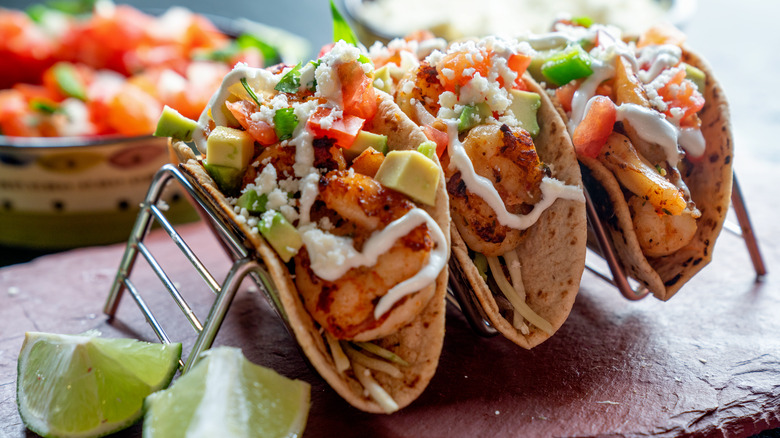 Tacos on a taco stand