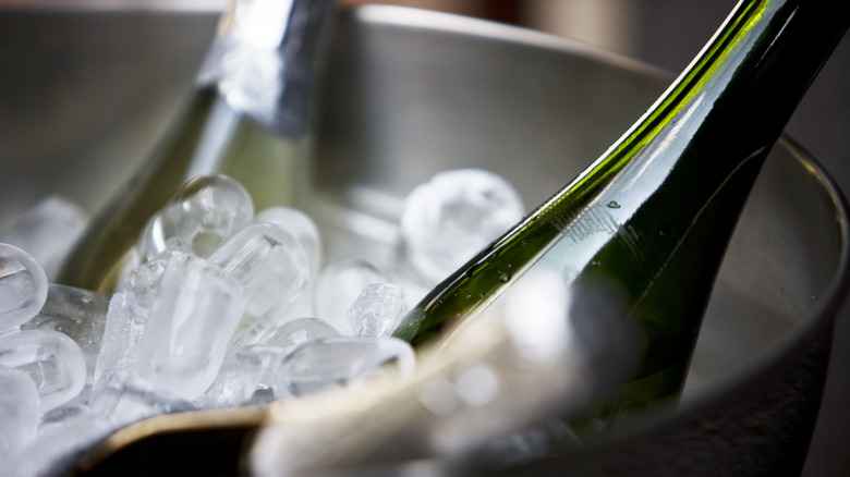 bottles of wine in ice bucket