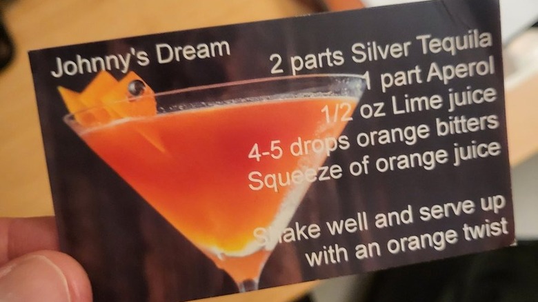 Johnny's Dream cocktail business card