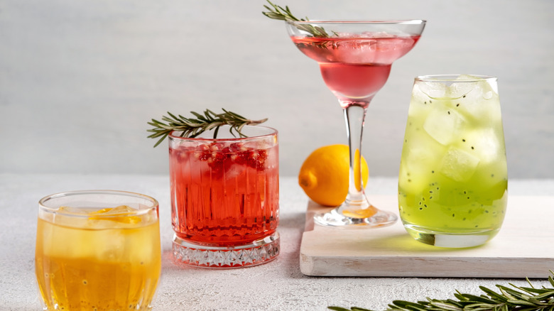 Colorful assortment of cocktails