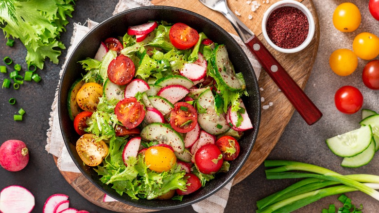 Salad with sumac on top