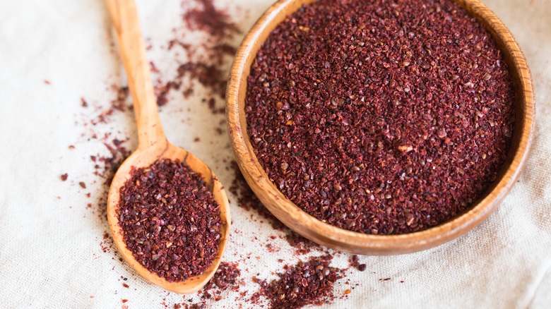 Sumac in spoon and bowl