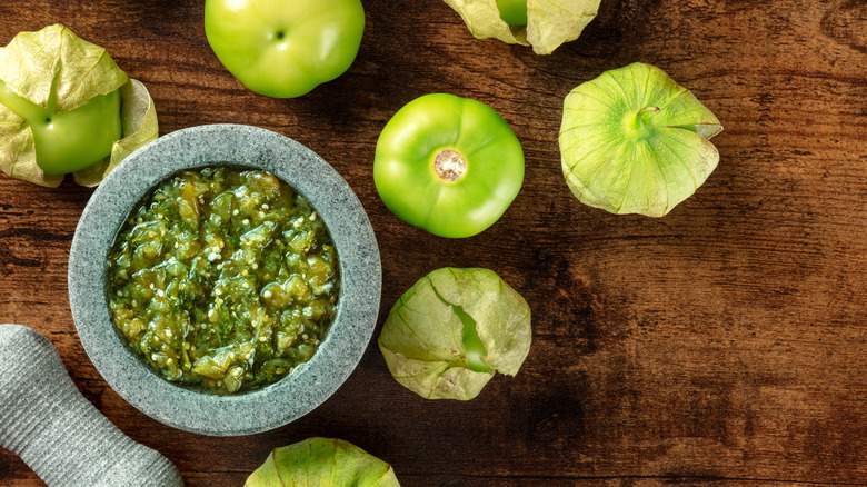 Green tomato tomatillo salsa