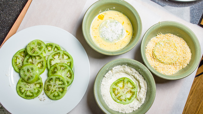 Green tomatoes and deep frying ingredients