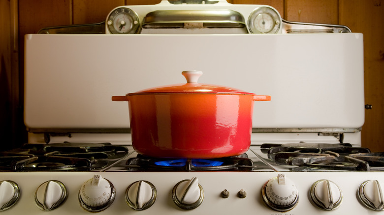 cast iron pot on stove