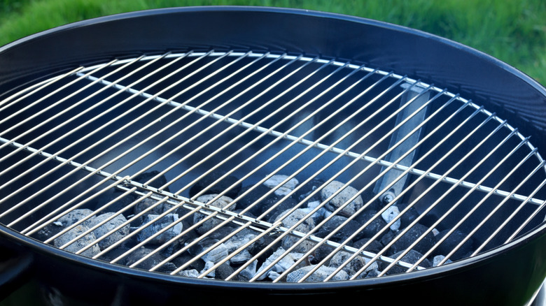 embers on a charcoal grill