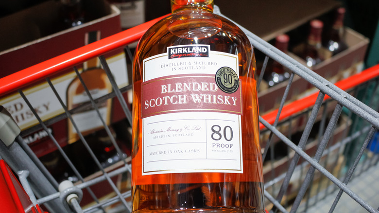 Kirkland scotch in a cart