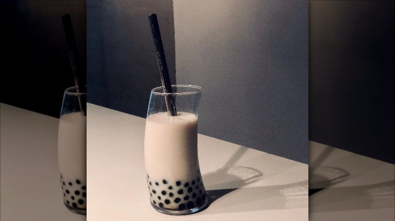 Horchata boba in glass