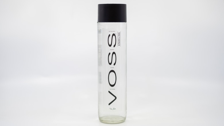 A bottle of Voss sparkling water
