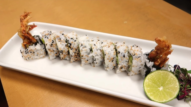 spider roll on plate