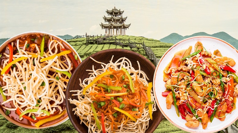 Three bowls of chop suey