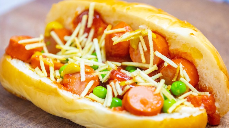 Brazilian hot dog on bun