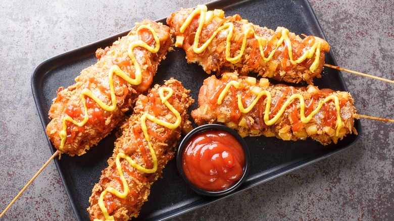 plate of korean corn dogs