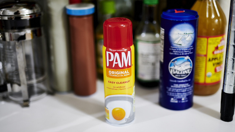 Can of PAM in pantry