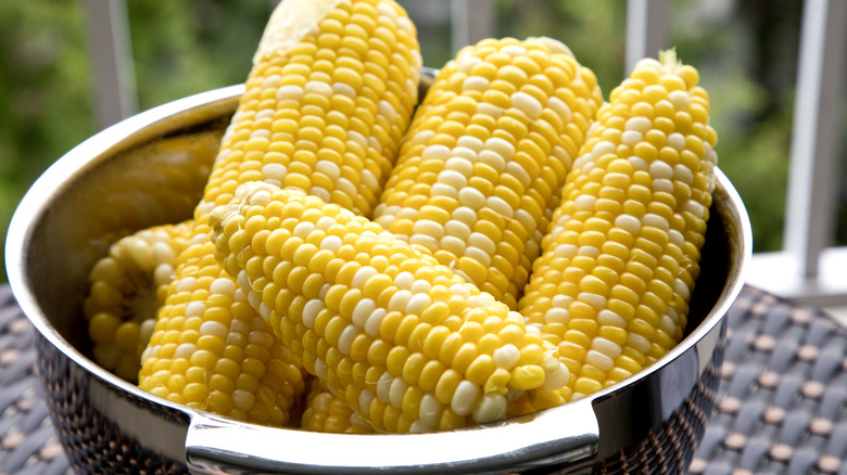 steamed corn in a bowl