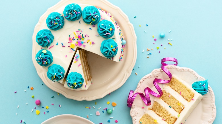 Birthday cake sliced