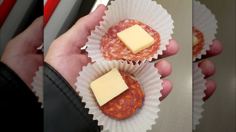 samples of meat and cheese