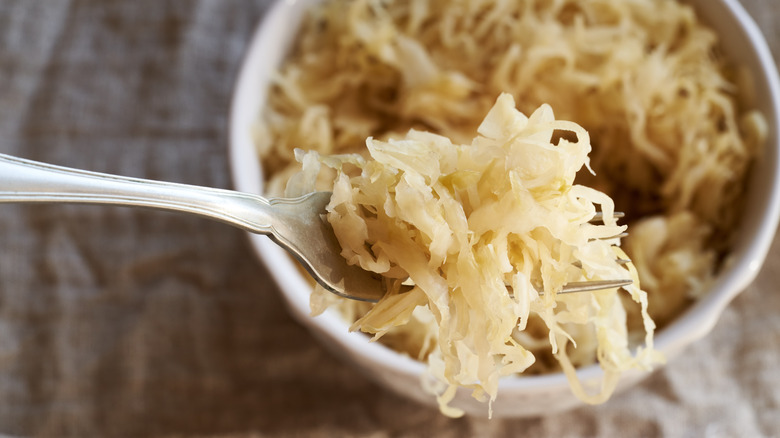 sauerkraut on a fork