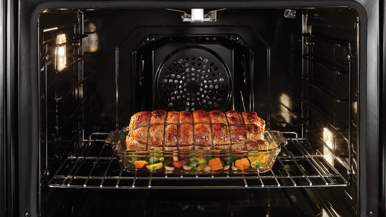 Roasting joint of beef in an oven