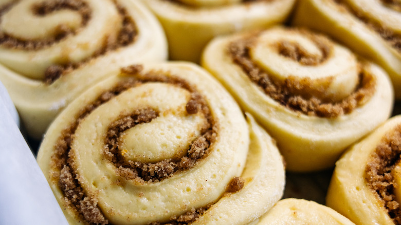 Cinnamon rolls ready for baking