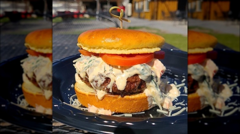 Spinach dip burger