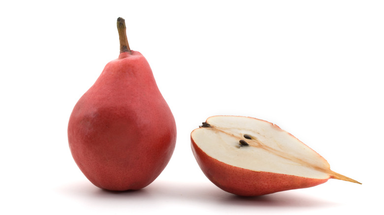 Whole and half Starkrimson pear