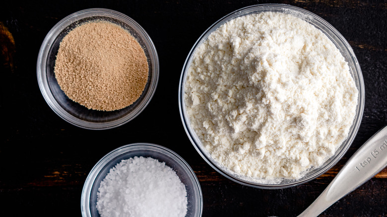 Flour, yeast, and salt