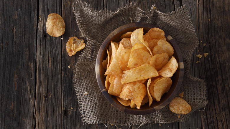 bowl of barbecue potato chips