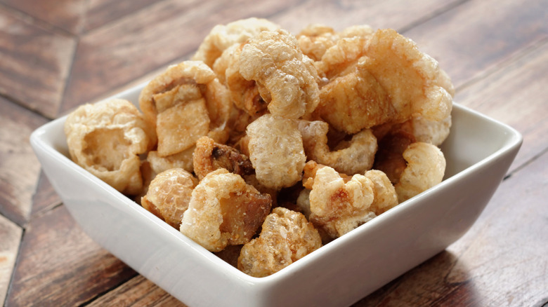 Bowl of pork rinds