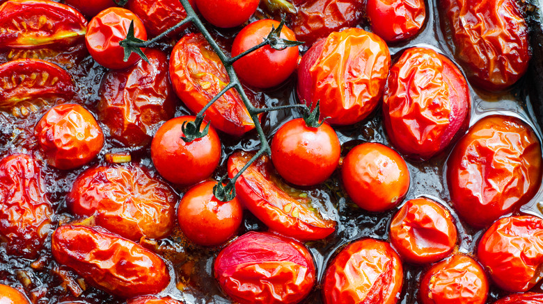 Roasted tomatoes on and off the vine