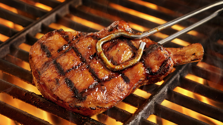 Pork chop on a grill