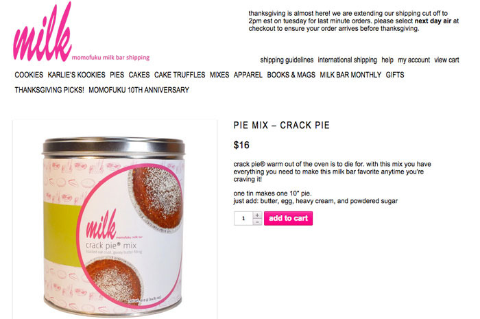 Momofuku Milk Bar Crack Pie mix