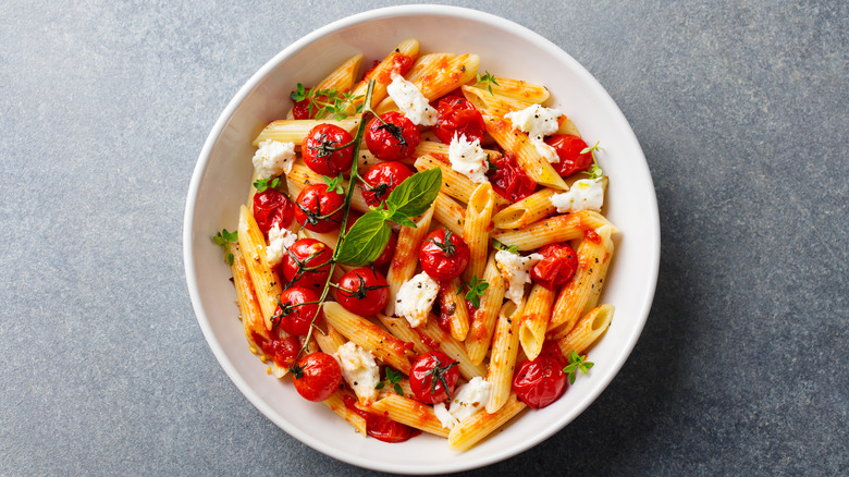 Pasta with blistered tomatoes