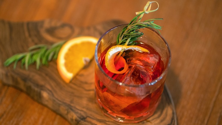 Negroni with rosemary and orange peel