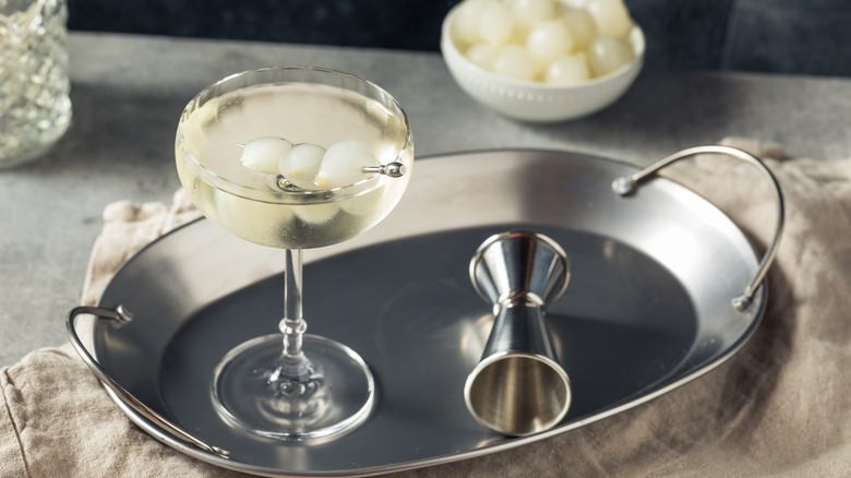 Gibson martini with onion garnish