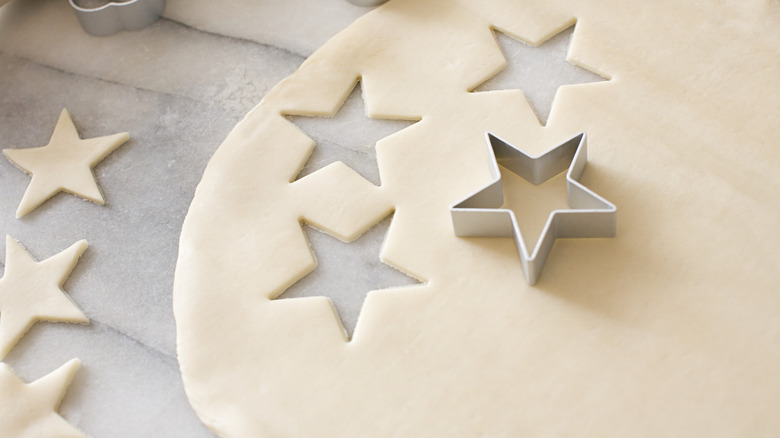 cookie dough with star cut-outs