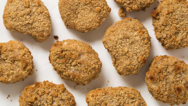 Chicken nuggets on white background