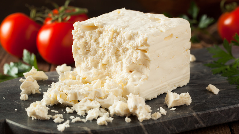 Crumbled block of Greek feta