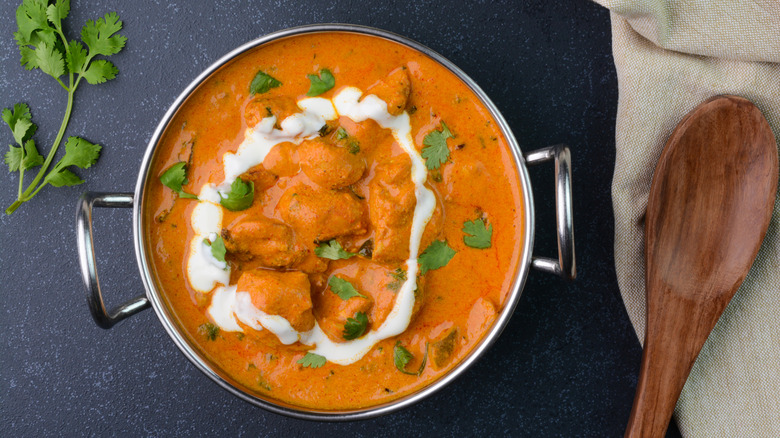 Butter chicken cooked in a creamy tomato-based gravy