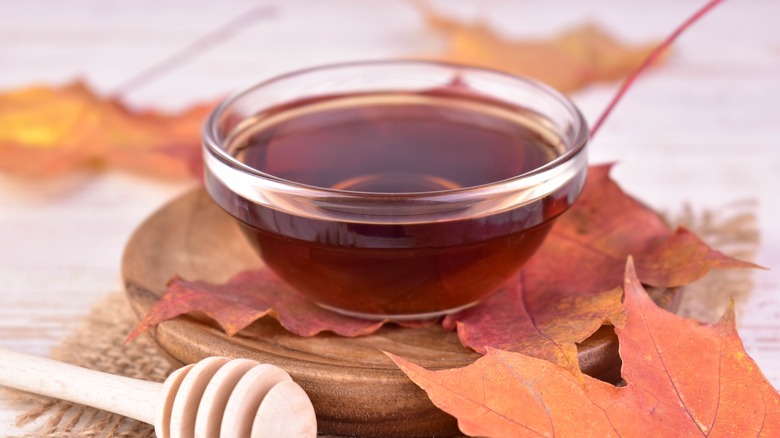 Maple syrup in a bowl