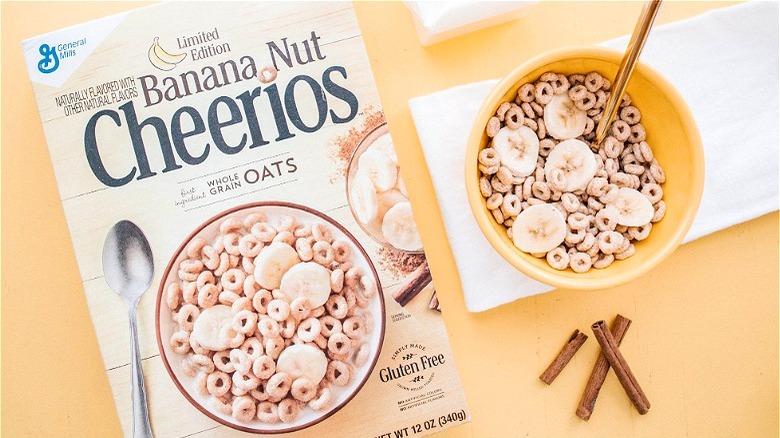 Banana Nut Cheerios box and bowl