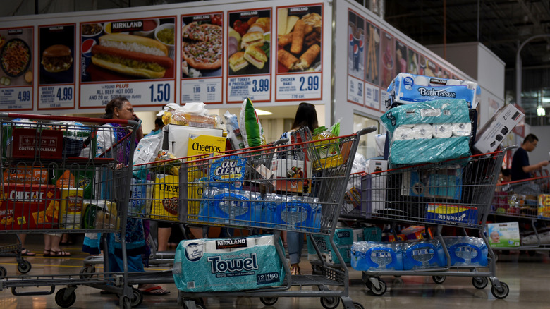 carts lined up at costco food court