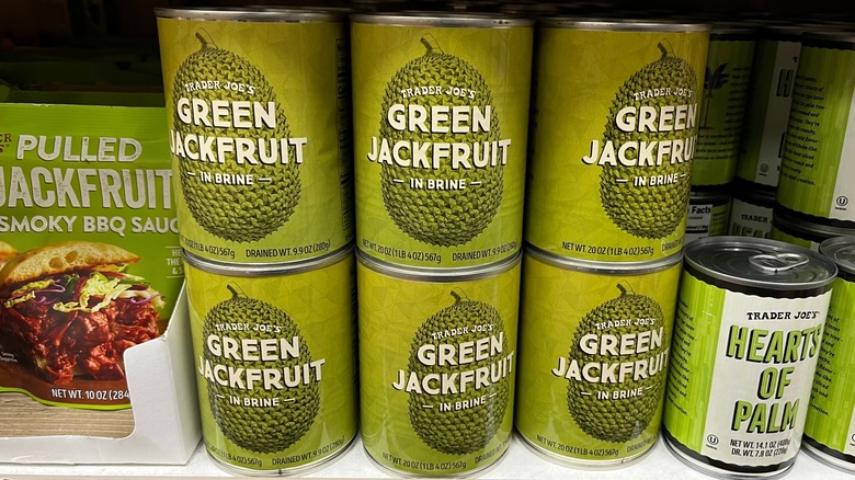 canned jackfruits sitting on shelf